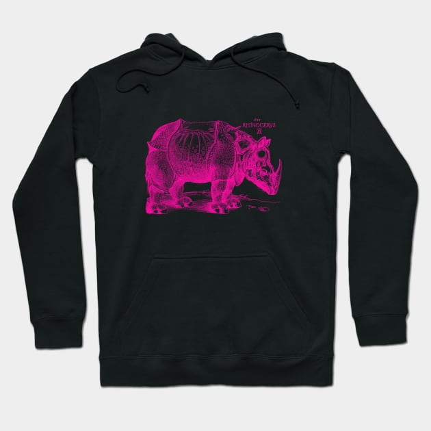 Albrecht Durer's Rhinoceros in Pink Hoodie by Pixelchicken